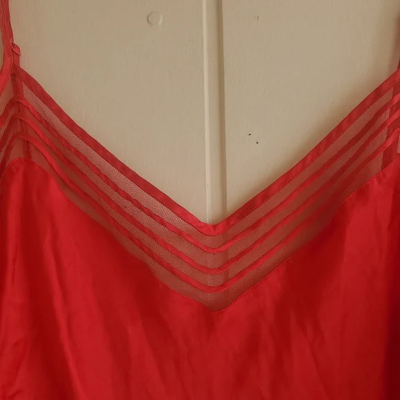 VTG Victoria's Secret LingerieLarge 100% Silk Red Babydoll Slip Dress …